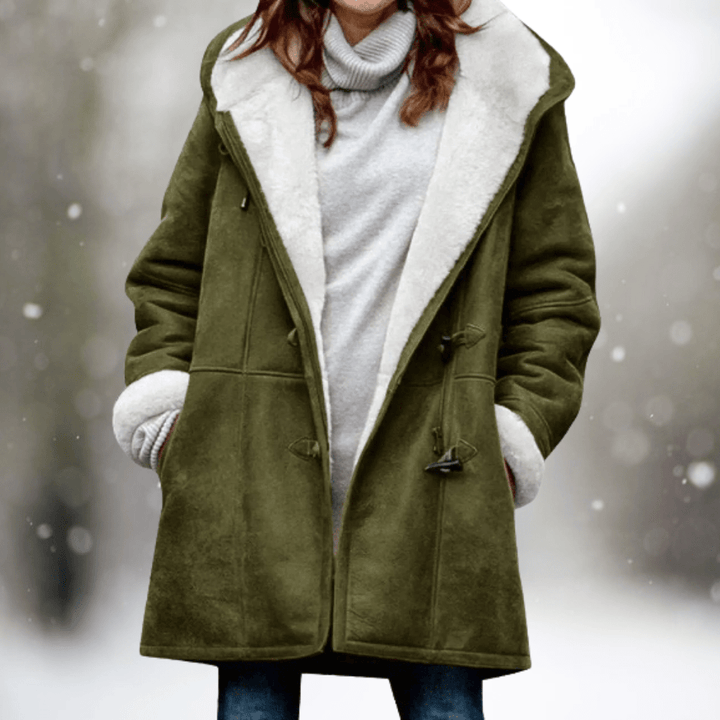 Helene | Warmer Kapuzenmantel mit Lammfellfutter