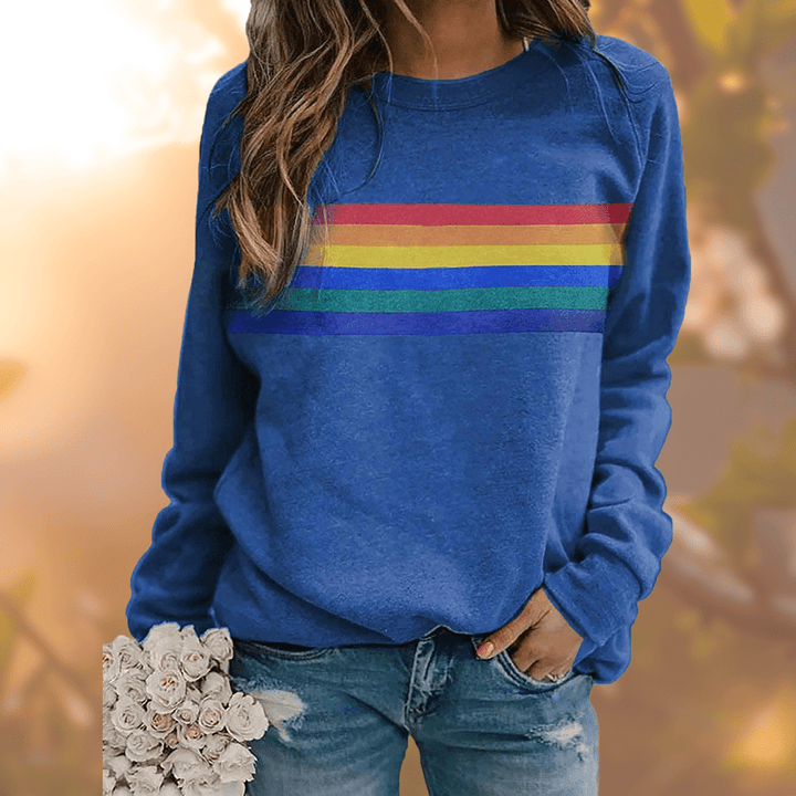 Emma | Damen Winter-Loungewear Sweatshirt mit Regenbogenstreifen