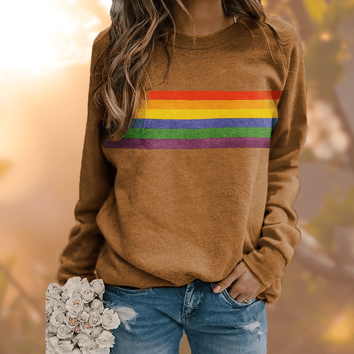Emma | Damen Winter-Loungewear Sweatshirt mit Regenbogenstreifen