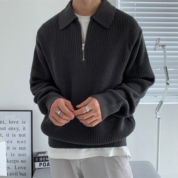 Yannick | Herren Weicher Gerippter Reißverschluss-Pullover
